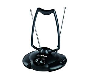 Meliconi AT 380 USB, Antena TV Interior Amplificada para TDT DVB-T2 HEVC | Alimentación USB 5V, Filtros 4G/5G, Compatible con Radio DAB, Recepción VHF/UHF