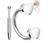 Melighting Anillo de herradura sin rosca para nariz, acero quirúrgico 316L, aretes de hélice, labio, ceja, piercing de 20 g, anillo de tabique de estrella/corazón, juego de herramientas para agarrar