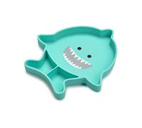 melii Plato Ventosa Bebé Silicona, Vajilla Infantil BLW. Tiburón | Platos antivuelco que agarran en trona y mesa · Apto congelador · 26,5 x 16 cm · Silicona alimentaria · Regalo