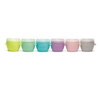 MELII set of 6 plastic jars for baby food, set of 6 food containers, airtight, stackable, suitable for freezer, microwave and dishwasher, Capacity: 59ml