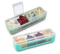melii Snackle Box - 4 compartimentos separados con tapas, contenedor de aperitivos dividido, almacenamiento de alimentos para niños y adultos, artes y manualidades, cuentas, sin BPA, paquete de 2,