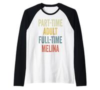 Melina Personalized Retro Girls Part-Time Melina Name Camiseta Manga Raglan