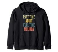Melinda Personalized Retro Girls Part-Time Melinda Name Sudadera con Capucha