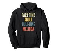 Melinda Personalized Retro Girls Part-Time Melinda Name Sudadera con Capucha