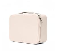 MELINE Bolsa de maquillaje de cuero con soporte para brochas, estuche de cosméticos de viaje para mujer, bolsa de aseo impermeable de gran capacidad con asa, organizador de maquillaje elegante y