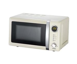 Melissa 16330108 Classico Microondas - Horno microondas - Diseño retro - Carcasa metálica - Cámara de cocción de 20 litros - Potencia de700 vatios - Temporizador - 5 niveles de potencia, crema