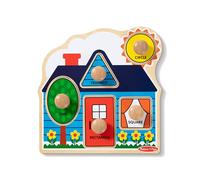 Melissa & Doug- 12053 First Shapes Large Peg Puzzle Obra de arte colorida, construcción de madera extragruesa, 5 piezas, Multicolor