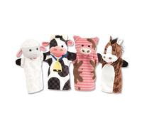 Melissa & Doug 4 Títeres de mano con animales de la granja, Marionetas para niños y adultos, Juguete creativo de calidad, Regalo para niños y niñas de 3 4 5 6 7 años