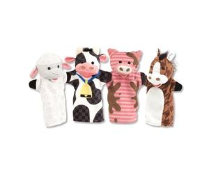 Melissa & Doug 4 Títeres de Mano con Animales de la Granja, Marionetas para niños y Adultos, Juguete Creativo de Calidad, Regalo para niños y niñas de 3 4 5 6 7 años