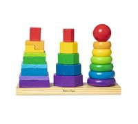 Melissa & Doug Apilador Geométrico con 25 piezas, Juguetes De Desarollo, Juguete educativo de madera, Juguete Montessori, Regalo para niños y niñas de 2 3 4 5 años