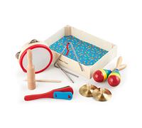 Melissa & Doug Banda En Una Caja, Juguetes Musicales para Niños, Juguetes De Desarollo, Juego de Instrumentos Musicales, Pandereta, Platillos, Maracas, Castañuelas, Caja China, Triangulo
