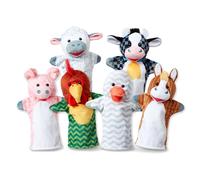 Melissa & Doug Barn Buddies - Marionetas de Mano, Juego de 6 (Vaca, Oveja, Caballo, Pato, Pollo, Cerdo)