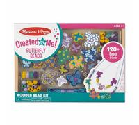 Melissa & Doug Butterfly Friends Bead Set, Arts & Crafts, Handy Wooden Tray, 120 Beads and 5 Colored Cords, 9.75" H x 6.95" W x 1" L