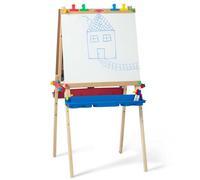 Melissa & Doug Caballete de Madera de Arte, Caballete de pintura para manualidades, Caballete y pizarra todo en 1, Rollo de Papel, Pizarra blanca, Pizarra de tiza, 3 + años, Regalo para niños o niñas