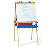 Melissa & Doug Caballete de Madera de Arte, Caballete de pintura para manualidades, Caballete y pizarra todo en 1, Rollo de Papel, Pizarra blanca, Pizarra de tiza, 3 + años, Regalo para niños o niñas