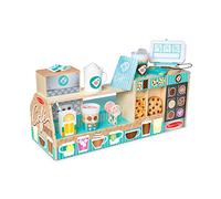 Melissa & Doug Cafetería Café Barista de madera, 35 piezas y accesorios, Juego de imitación, Juego creativo Montessori, Comida de madera, Tienda para niños, Regalo para niño o niña de 3 4 5 6 7 años