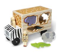 Melissa & Doug Camión de Rescate de Animales, Safari, Clasificador de formas y encastre, Juguetes de Desarrollo, Juego Educativo, Juguete de Madera, Montessori, Regalo para Niños y Niñas 2+