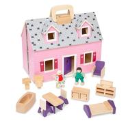Melissa & Doug Casita de muñecas Plegable y portátil con Accesorios y 2 Figuras, Juguete de Madera, Juguetes de simulación, Montessori, Juego Creativo, Regalo para niños y niñas de 3 4 5 6 años