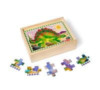 Melissa & Doug Rompecabezas con Dinosaurios en caja, 4 puzzles de madera con 12 piezas, Juguete de desarollo, Juego educativo de madera, Montessori, Regalo para niños y niñas de 3 4 5 6 7 años