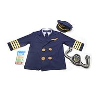 Melissa & Doug Disfraz piloto para niños y niñas, Traje de fiesta con accesorios, Juego de imitación, Disfraz de halloween o carnaval, Para niños y niñas de 3-6 años, Color Azul, 61.5 x 3.8 x 44.4 cm