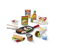 Melissa & Doug Fill & Fold - Juego de Tacos y Tortillas, 43 Piezas, Comida Mexicana de Madera en Rodajas, Sartén y Más, Certificado FSC, Juego de Comida de Taco, Juguete de Cocina para Niños