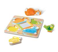 Melissa & Doug First Play Rompecabezas de madera para tocar y sentir Peek-a-Boo Pets con espejo