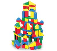 Melissa & Doug 481 bloque de construcción de juguete - Bloques de construcción de juguete (Azul, Verde, Rojo, Amarillo, Madera, 100 pieza(s), Arco, Cilindro, Rectangular, Plaza, Triángulo, Monótono, 3 año(s))