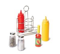 Melissa & Doug Juego de condimentos para niños, Incluye sal, pimienta, ketchup, mostaza y chilli, Juego creativo de simulación, Cocina de juguete, Juguete comida, Regalo para niños de 3 4 5 6 7 años