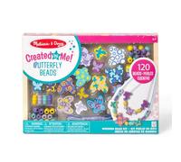 Melissa & Doug Butterfly Friends Bead Set, Arts & Crafts, Handy Wooden Tray, 120 Beads and 5 Colored Cords, 9.75" H x 6.95" W x 1" L