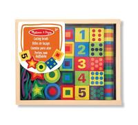 Melissa & Doug - Juego de Cuentas de Madera para Ensartar: Números, Colores y Formas Geométricas, 27 Piezas y 2 Cordones - Juguetes Niños 3 años + - Regalo Niño 3 años + - Montessori
