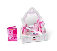Melissa & Doug Juego de tocador, Salón de belleza de madera, Set de maquillaje, pelo y uñas, Juguetes creativos de simulación, Juguetes de madera, Regalo para niños y niñas de 3 4 5 6 7 años,