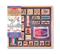 Melissa & Doug Juego de sellos de madera, Jardín de hadas, 20 sellos, 5 lápices y una almohadilla para estampar, Juguete creativo de madera, Regalo para niños y niñas de 3 4 5 6 7 Años