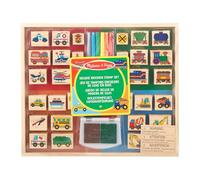 Melissa & Doug Juego de Sellos de Madera Deluxe Vehículos, 30 Sellos y 2 Almohadillas de Tinta, Juguete Creativo de Madera, Actividades Creativas, Regalo para niños y niñas de 3 4 5 6 7 Años