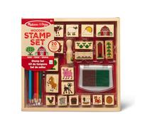 Melissa & Doug Juego de sellos de madera, La Granja, 20 sellos, 5 lápices y una almohadilla para estampar, Juguete creativo de madera, Regalo para niños y niñas de 3 4 5 6 7 Años
