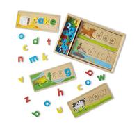 Melissa & Doug Juguete educativo de madera para aprender ingles, Juguete Montessori, Juguete para deletrear en ingles, Regalo para niños y niñas de 3 4 5 6 7 8 años