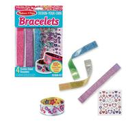 Melissa & Doug - Kit Diseña tus Propios Brazaletes, Kit para Hacer Pulseras Niña con 4 Brazaletes Doble Cara y 101 Pegatinas Reutilizables - 6073143 - Manualidades Niñas - Regalo Niña 4 años +