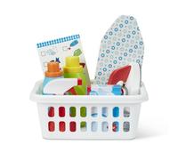 Melissa & Doug Laundry Basket Play Set With Wooden Iron, Ironing Board, and Accessories (14 Pcs)