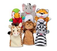 MELISSA & DOUG - Marionetas de Mano Amigos del Safari: 6 Peluches de Mano de Jirafa, Elefante, Zebra, Mono, y Más, 6073171, Juguetes Niños 2 Años, Regalo Niño 2 años +, Juegos Niños 2 Años +