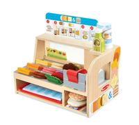 Melissa & Doug Tienda de sándwiches con mostrador y 52 accesorios, Juguete de madera, Comida de madera para niños, Juguete creativo Montessori, Juego de imitación, Regalo para niños y niñas de 3+