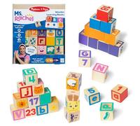 Melissa & Doug Ms. Rachel Letras, Números, y Juego bloques de aprendizaje de madera con tarjetas de actividades para niñas y niños pequeños de 2 años+ - Certificados FSC