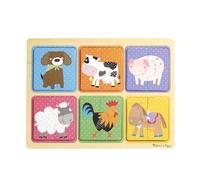 Melissa & Doug - Natural Play - Puzzle de madera: Amigos de la granja (6 puzzles de animales de dos piezas)