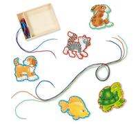 Melissa & Doug - Pack de 5 Paneles de Madera con Forma de Mascotas con Cordones de Colores para Enhebrar - 6074564 - Juguetes Niños 3 años + - Regalo Niño 3 años + - Montessori