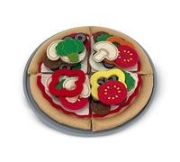 Melissa & Doug Pizza con alimentos de fieltro, Juego de rol para niños y niñas, Comida de juguete, Juguetes de simulación, Juguete Sensorial, Juguetes de fieltro, 3+, Regalo para Niños o Niñas