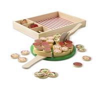 Melissa & Doug Pizza De Madera, Alimentos de madera, Juguetes De Imitación, Juego creativo, Accesorios de cocina para niños, Montessori, Regalo para niños o niñas de 3 4 5 6 7 años