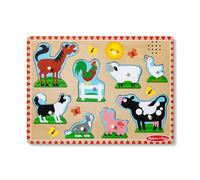 Melissa & Doug Puzzle Animales de la Granja con Sonidos, Rompecabezas de madera para niños, Tablero de Madera Resistente, Juguete educativo, Montessori, Regalo para niños y niñas de 2 3 4 años