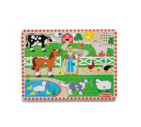 Melissa & Doug- Doug Animal Rompecabezas de Madera con Clavijas, Old McDonald's Farm, Multicolor, pack de 1 (6074880)