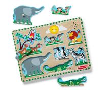 Melissa & Doug Puzzle Animales Salvajes con Sonidos, Rompecabezas de Madera para niños, Tablero de Madera Resistente, Juguete Educativo, Montessori, Regalo para niños y niñas de 2 3 4 años