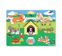 Melissa & Doug Puzzle de Encaje de Madera, Rompecabezas con 8 Piezas para niños o niñas de 3 4 5 años, Animales de compañía Mascotas Perro Gato Caballo de Madera, Juguetes de Madera Montessori