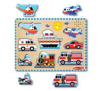 Melissa & Doug Puzzle Vehículos con Sonidos, Rompecabezas de Madera para niños, Tablero de Madera Resistente, Juguete Educativo, Montessori, Regalo para niños y niñas de 2 3 4 años