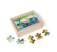 Melissa & Doug Rompecabezas de vehículos de construcción, de 12 Madera, 4 en 1, Preciosos y Originales Dibujos, 48 Piezas en Total Ideal para Edades de 3, 4, 5 o más años (50210)
